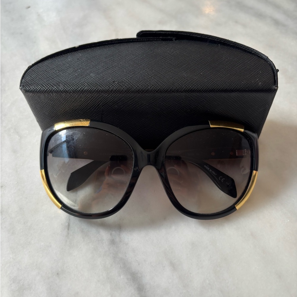 Alexander McQueen Black and Gold Women's Sunglasses
